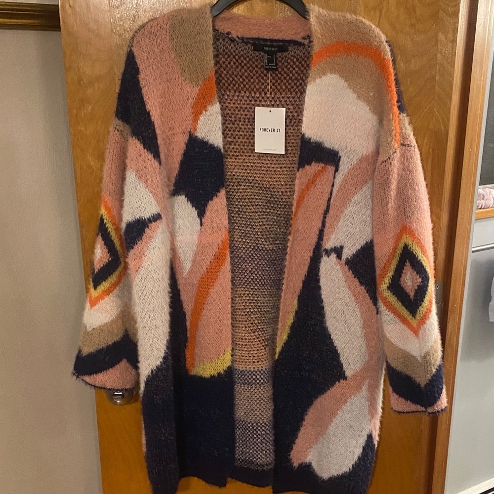 Forever 21 Women's Multicolor Geometric Cardigan